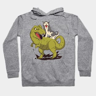 HUSKY RIDING DINOSAUR Hoodie